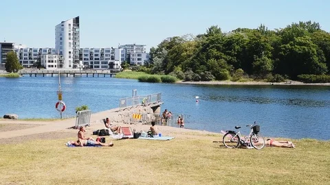 Sea bathing in Kalmar Stock Footage 92979100