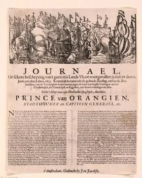 Sea battle on Schiets, 7 June 1673; Journael, or Debere DABRY OF t not in ... Stock Photos