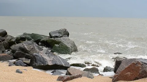 Sea beach and clouds. Stock Footage