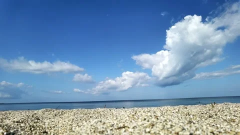 Sea beach clouds blue in autumn timelapse Stock Footage 159756501