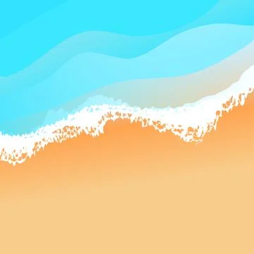 Sea beach empty top view of foamy water and sand Stock Illustration