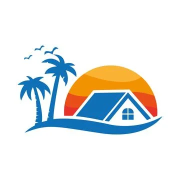 sea beach logo Pro Vector creative tropical summer beach logo design template V Stock Illustration