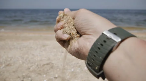 Sea Beach Man Hand Stock Footage 52432174