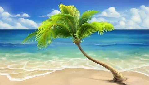 Sea beach. Realistic vector background Stock Illustration