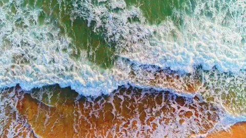 Sea beach with rough waves as background with top view. Stock Footage 308958986