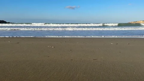 Sea. Beach. Sand. Sky. The beach with close up the sand. Travel summer concept. Stock Footage 237362467