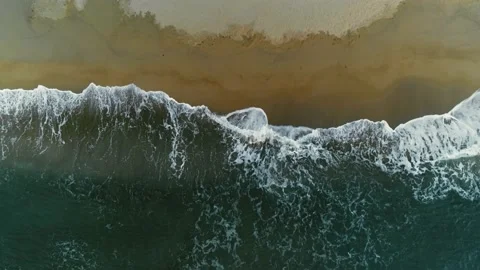Sea beach with small waves, top view Stock Footage 144258427