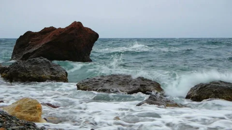 Sea beach in storm Video stock 42941099