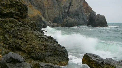 Sea beach in storm Video stock 42941415