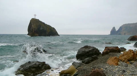Sea ​​beach in storm Video stock 42973999