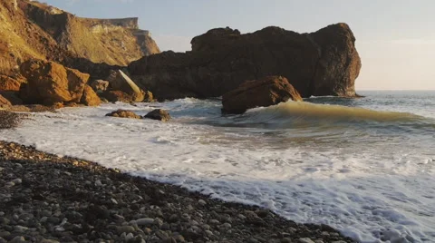 Sea beach in storm  (slow motion) Stock Footage 45821315