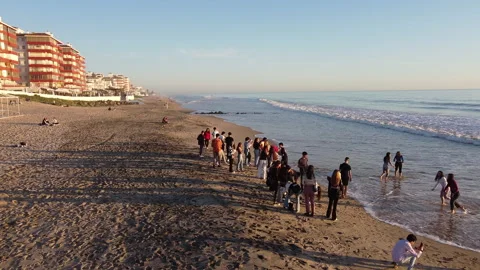Sea beach at sunset drone view Vídeos de archivo 269683266