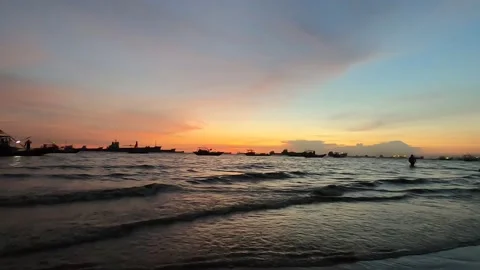 Sea Beach Sunset Stock Footage