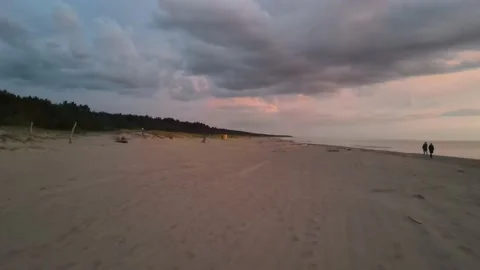 Sea beach on the sunset Stock Footage 159280894