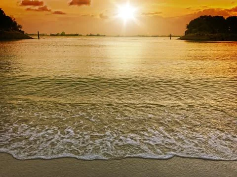 Sea beach sunset Stock Photos