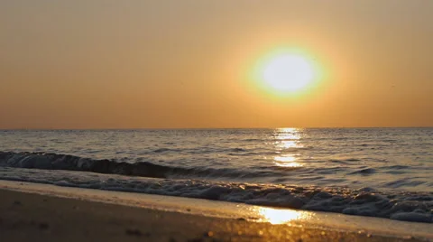 Sea Beach Sunset Waves Stock Footage 52431537
