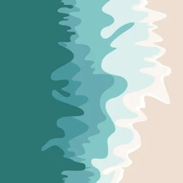 Sea beach top view. Sandy ocean shore. Vector illustration of coast Stock Illustration