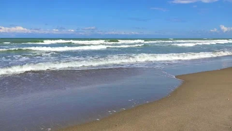 Sea ​​beach waves and sky Stock Footage 165377973