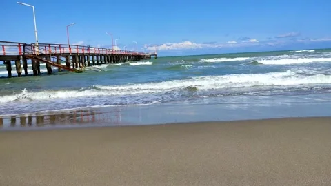 Sea ​​beach waves and sky Stock Footage 165394043