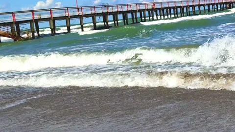 Sea ​​beach waves and sky Stock Footage 165401441