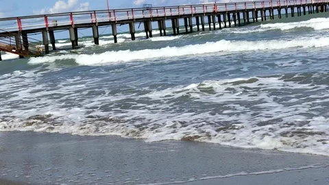 Sea ​​beach waves and sky Stock Footage 165410107