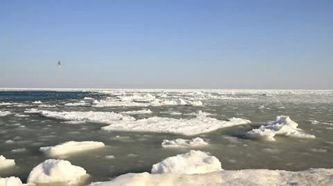 Sea beach in winter Stock Footage 10745407