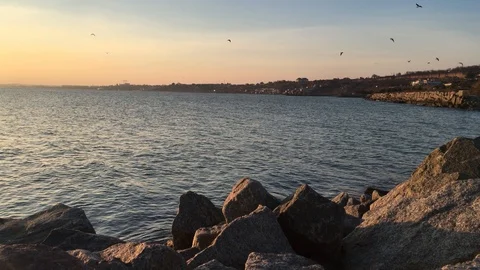 Sea beautiful sunset  Stock Footage 98144341