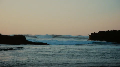The sea between the rocks after sunset Stock Footage 251718014