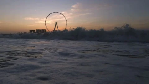 Sea big waves, waves in the ocean, at sunset, slow motion Stock Footage 236906790