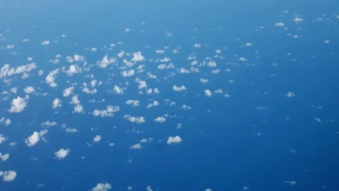 Sea, blue sky and cloud aerial shot with from a plane Stock Footage 72985145