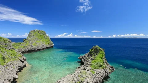The Sea, Blue Sky, and Clouds of Maeda Cape Video stock 331995644