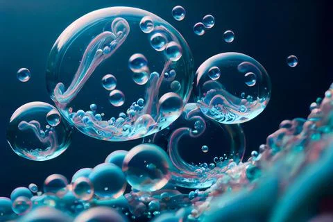 Sea blue soap bubbles abstract background. Stock Illustration