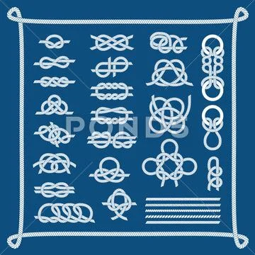 Sea boat knots vector set Stock Illustration