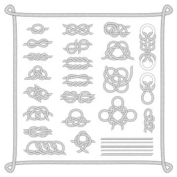 Sea boat knots vector set Stock Illustration