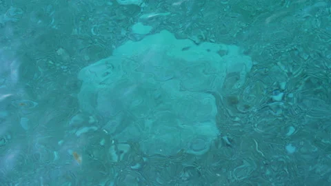 Sea bottom through a slight excitement of crystal clear sea waves Stock Footage 108334402