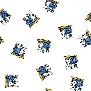 Sea bottom vector seamless pattern sign 库存插图