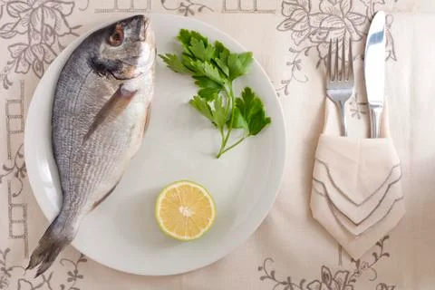 Sea Bream on a Dish Stock Photos