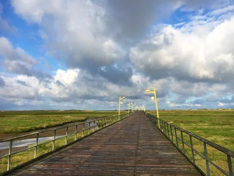 Sea-bridge St. Peter-Ording Stock Photos