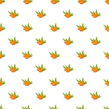 Sea buckthorn berries flat vector seamless pattern Stock Illustration