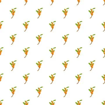 Sea buckthorn berries pattern forming seamless background 스톡 일러스트