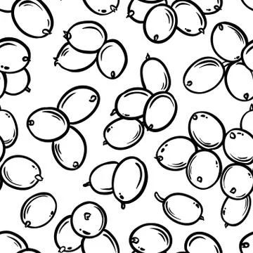 Sea buckthorn berries vector pattern Stock Illustration