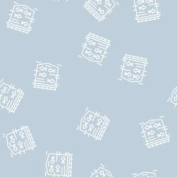 Sea cages salmon line seamless pattern イラスト素材