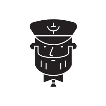 Sea captain black vector concept icon. Sea captain flat illustration, sign Stock Illustration