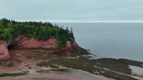 Sea Caves at Low Tide: St. Martins, NB Stock Footage 339458938