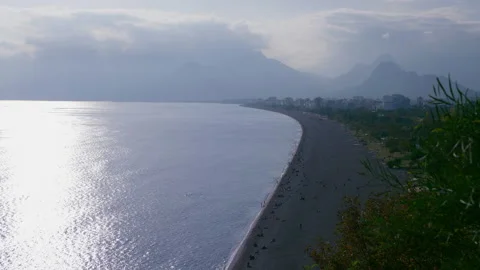 Sea, city, mountains, clouds Stock Footage 229495802