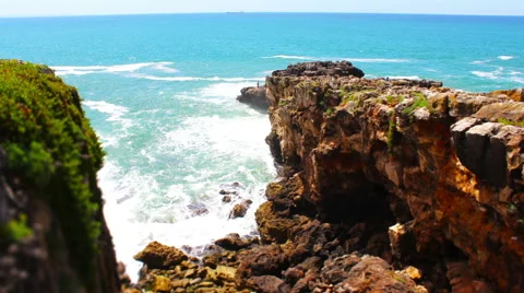 Sea, Cliff and Waves, Stop Motion, Tile Shift, Loop Stock Footage 50415585