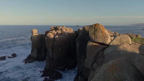 Sea Cliffs Of Cantis de Papel On A Sunny Day In Moras, Lugo Stock Footage 328913848