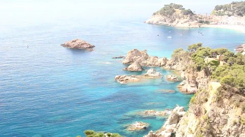 Sea Cliffs. Cliffs of the Costa Brava in Girona, Spain Stock Footage 42280473