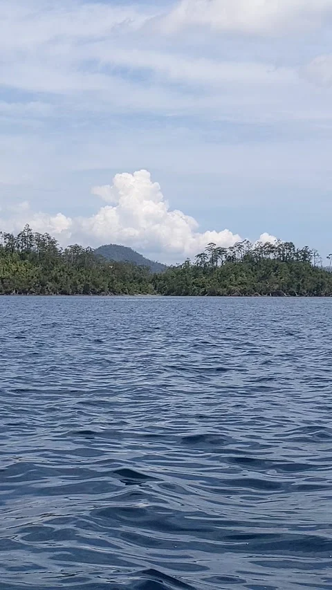Sea, cloud and mountain views in Indonesia Stock Footage 294171114