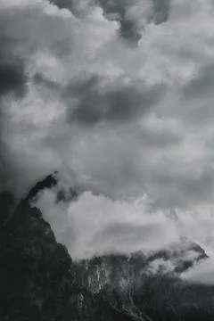 A sea of cloud enveloping the mountains Stock Photos